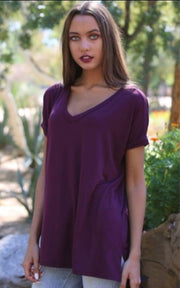 Angie Ladies Oversized V-Neck Knit Tee S / Maroon Tops & Blouses