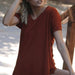 Angie Ladies Oversized V-Neck Knit Tee S / Sienna Tops & Blouses