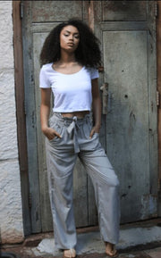 Angie Ladies Paper Waist Wide Leg Pant Pants