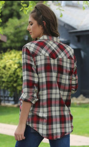 Angie Long Sleeve Plaid Button Up Top Tops & Blouses