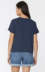 NYDJ Ladies' Cuffed Short Sleeve Crewneck Pocket Tee - L and L Stuff