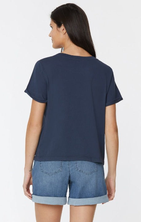 NYDJ Ladies' Cuffed Short Sleeve Crewneck Pocket Tee - L and L Stuff
