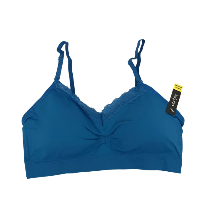 Coobie Womens Bra V-Neck Lace Trim One Size / Island Blue Bras & Bra Sets
