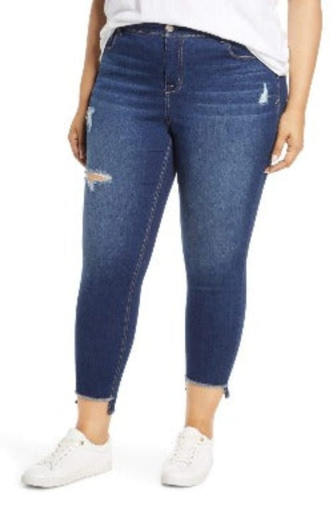 1822 Denim distressed step hem skinny jeans - L and L Stuff