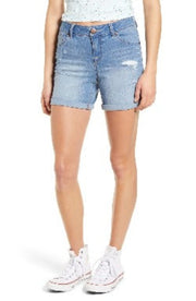 1822 Denim Ladies' Distressed Denim Roll Cuff Shorts - L and L Stuff