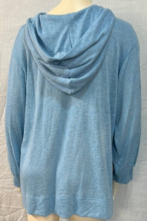 Nally & Millie Ladies' Milky Blue Hoodie With split high low hem - L and L Stuff