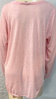 Nally & Millie Ladies' Pink Crew Neck Long Sleeve Rounded Hem Top - L and L Stuff