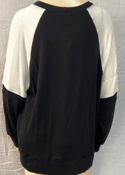 Nally & Millie Scoopneck Long Raglan Sleeve Two Tone French Terry Sweater Cream/Black - L and L Stuff