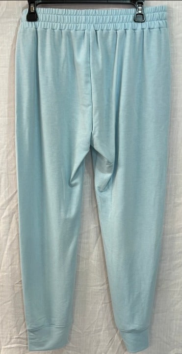 Nally & Millie Ladies' Light Blue French Terry Pull On Sweatpants with Pockets - L and L Stuff