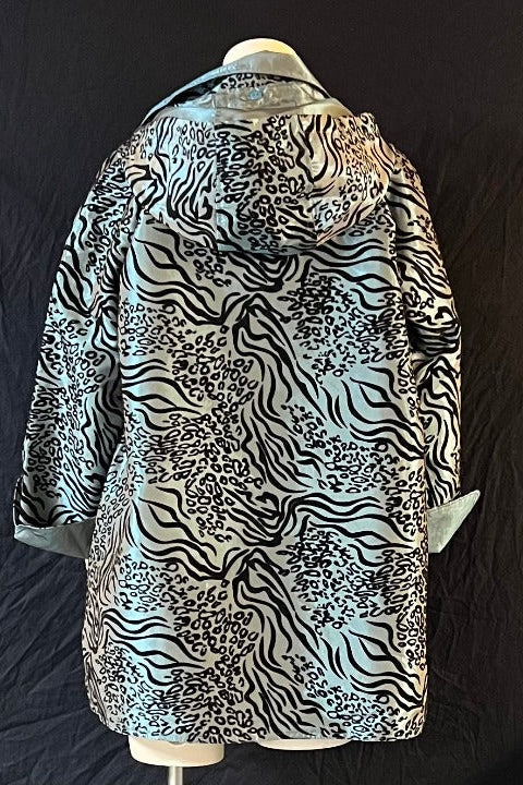 Oopéra Ladies' Reversible Metallic Tiger Print Raincoat - L and L Stuff