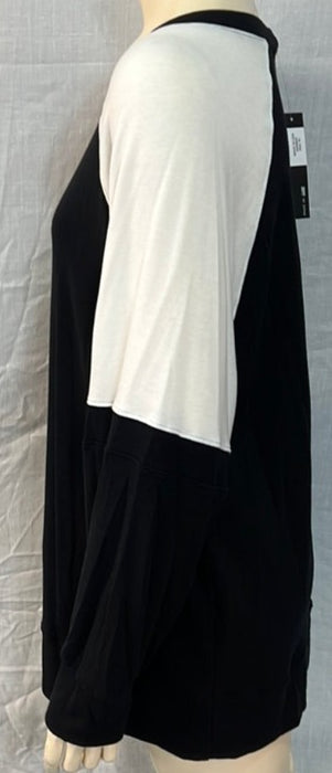 Nally & Millie Scoopneck Long Raglan Sleeve Two Tone French Terry Sweater Cream/Black - L and L Stuff