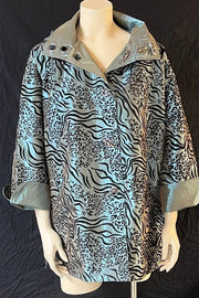 Oopéra Ladies' Reversible Metallic Tiger Print Raincoat - L and L Stuff