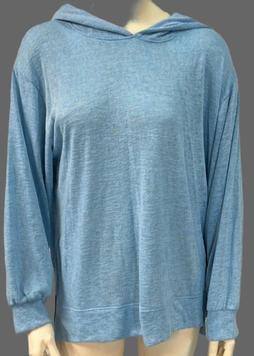 Nally & Millie Ladies' Milky Blue Hoodie With split high low hem - L and L Stuff