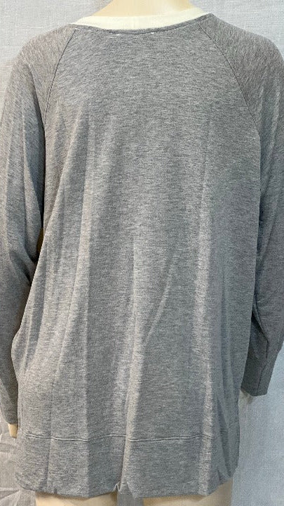 Nally & Millie Scoopneck Long Raglan Sleeve Two Tone French Terry Sweater Ivory/Cream - L and L Stuff