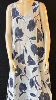Luca Vanucci Tulips V Neck Linen Dress 1348 - L and L Stuff