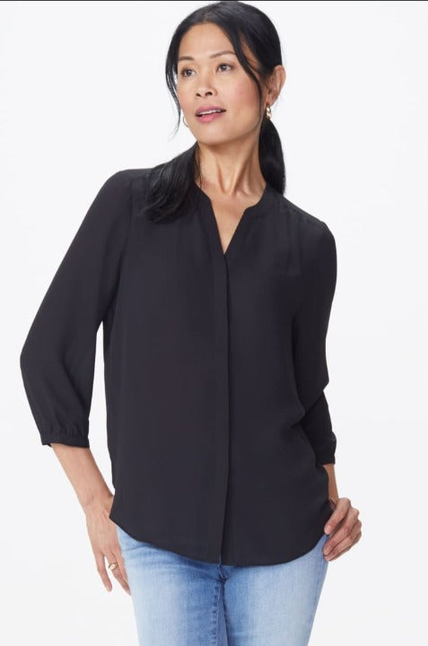 Women's Long Top For Work With Pintucks