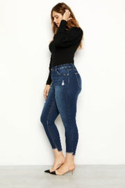 1822 Denim distressed step hem skinny jeans - L and L Stuff