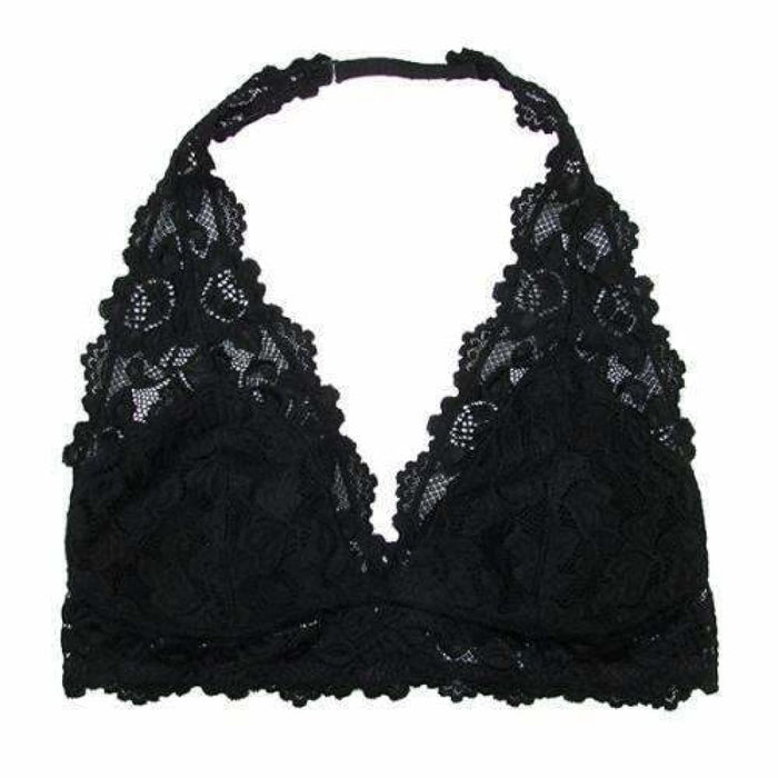 Undie Couture Halter Lace Bralette Small / Black Bras & Bra Sets
