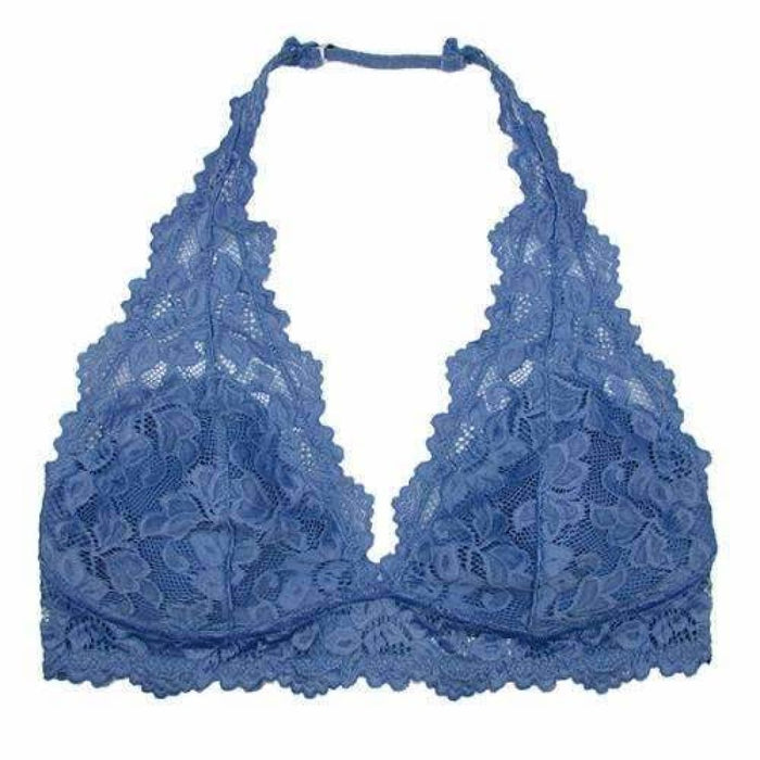 Undie Couture Halter Lace Bralette Small / Country Blue Bras & Bra Sets