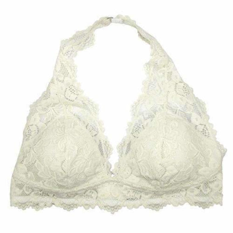 Undie Couture Halter Lace Bralette Small / Ivory Bras & Bra Sets