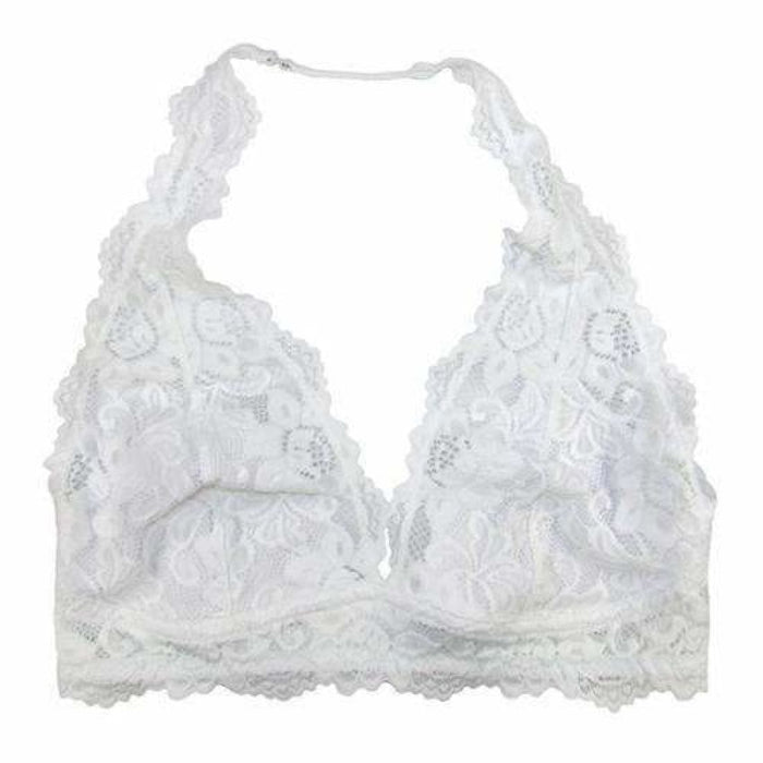 Undie Couture Halter Lace Bralette Small / White Bras & Bra Sets