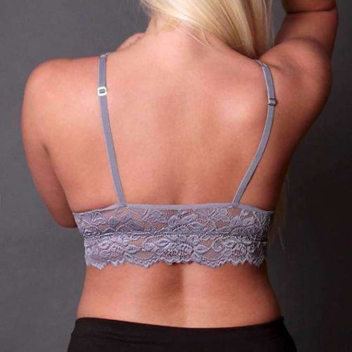Sexy Lace Strappy Triangle Cup Bralette, Women's Black Backless Bra