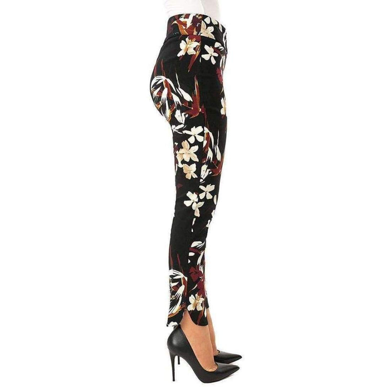 Up! Womens Petal Slit Ankle Pants Flatten And Flatter Style 66569 Techno Flora Pants