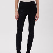 UP! Luxury Collection Women's Waxed Snakeskin Black Ponte Pant - L and L Stuff