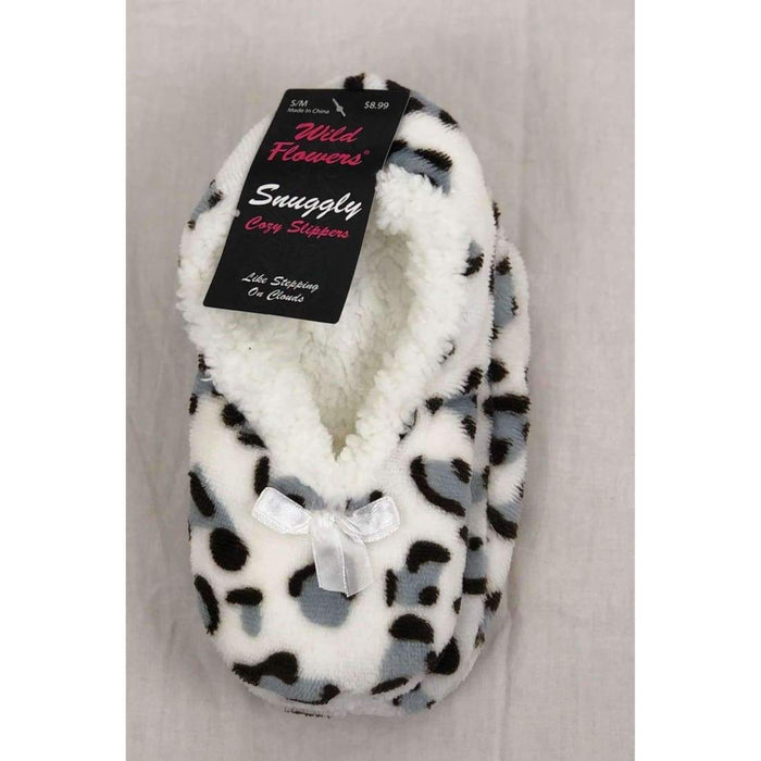 Wild Flowers Womens Super Soft Snuggly Cozy Slippers S/m / Grey Leopard Sleepwear & Robes