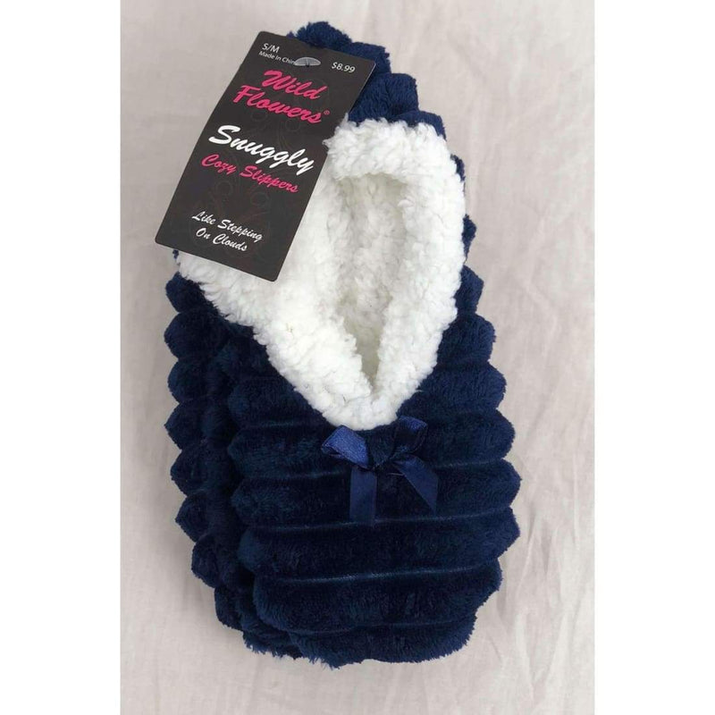 Wild Flowers Womens Super Soft Snuggly Cozy Slippers S/m / Navy Sleepwear & Robes