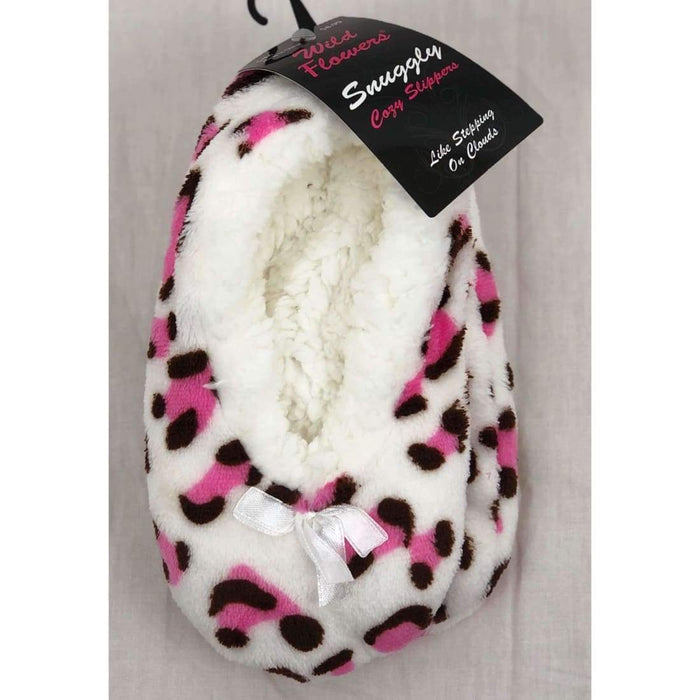Wild Flowers Womens Super Soft Snuggly Cozy Slippers S/m / Pink Leopard Sleepwear & Robes