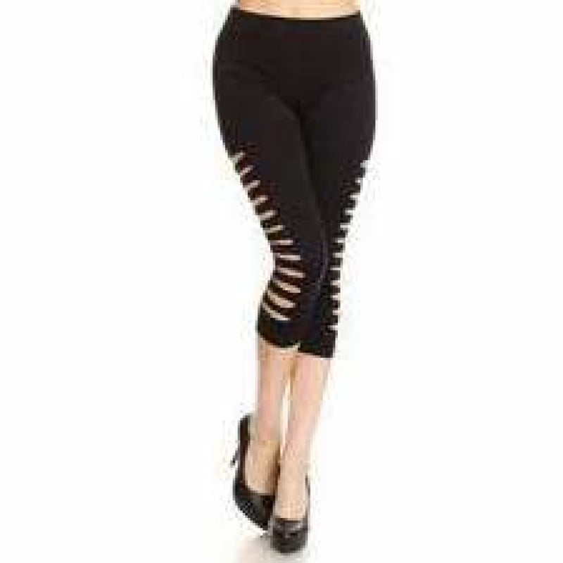 Yelete Ladies Cut Out Side Detail Capri Leggings Leggings