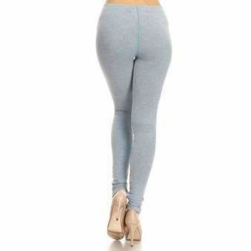 Yelete Ladies Distressed Denim Jean Leggings Leggings